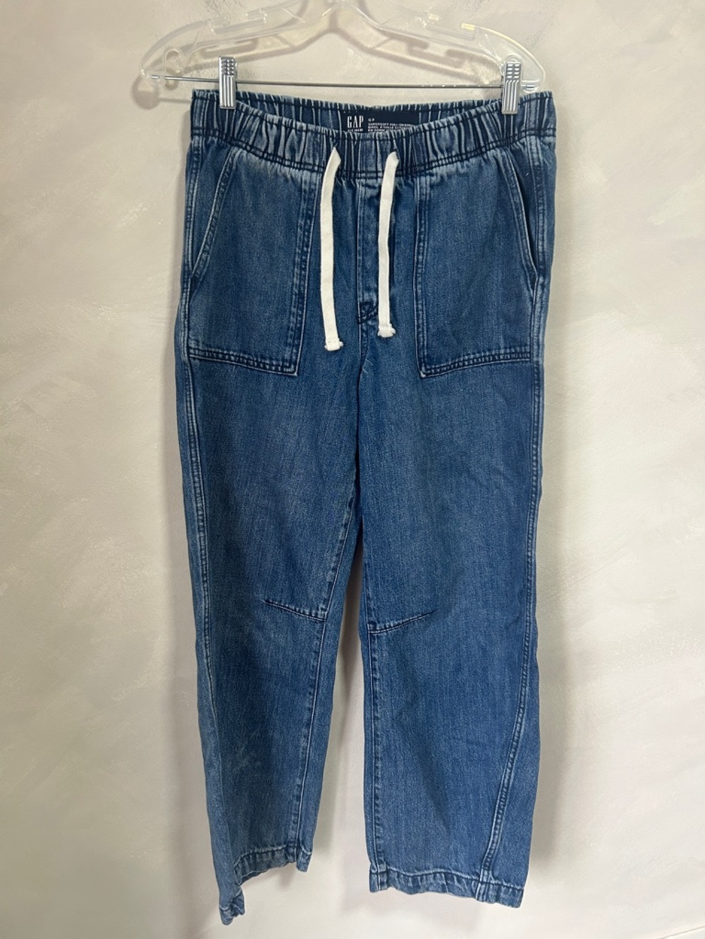 GAP SuperSoft Pull-On Barrel Jeans blue sz small petite “medium blue” joggers
